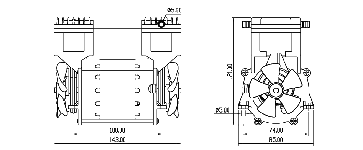 HP-200V活塞真空泵 尺寸图