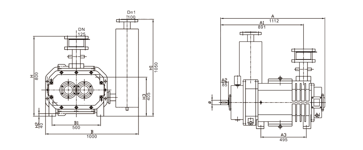 RSP1100干式螺杆真空泵 尺寸图